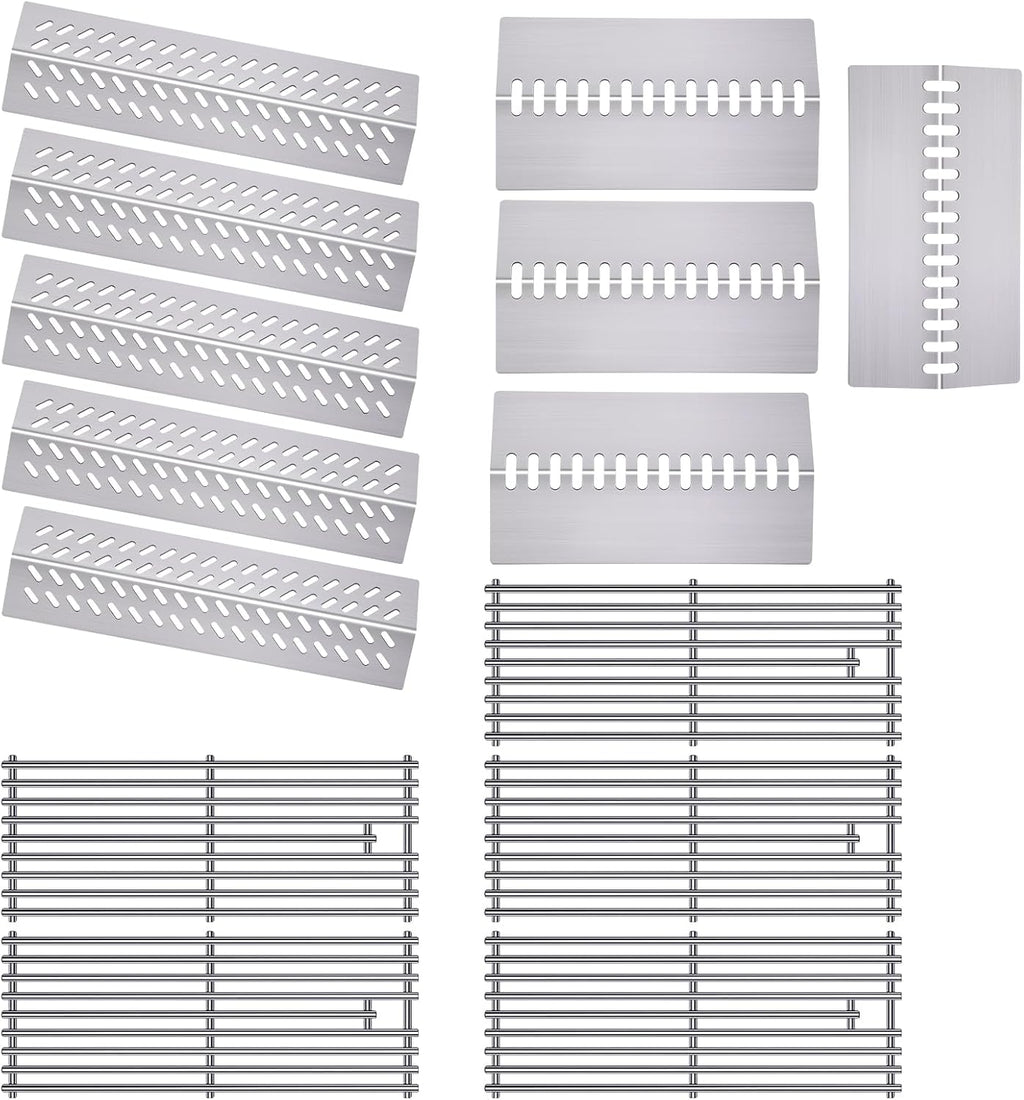 9MM 16517 Grill Grates 16GA Grill Heat Plates for 16631 16520 Bull Grill Replacement Parts, BBQ Bull Brahma 5 Burner 57568, 57569, 57568CE, 57568AGA, 57569CE, 57569AGA, Stainless Steel Grids