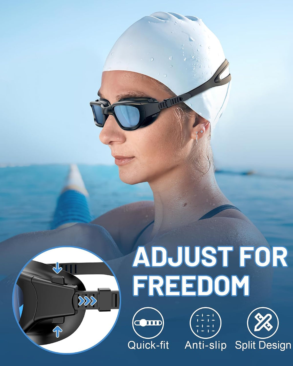 Polarized Swim Goggles for Adults, Anti-Fog & UV Protection