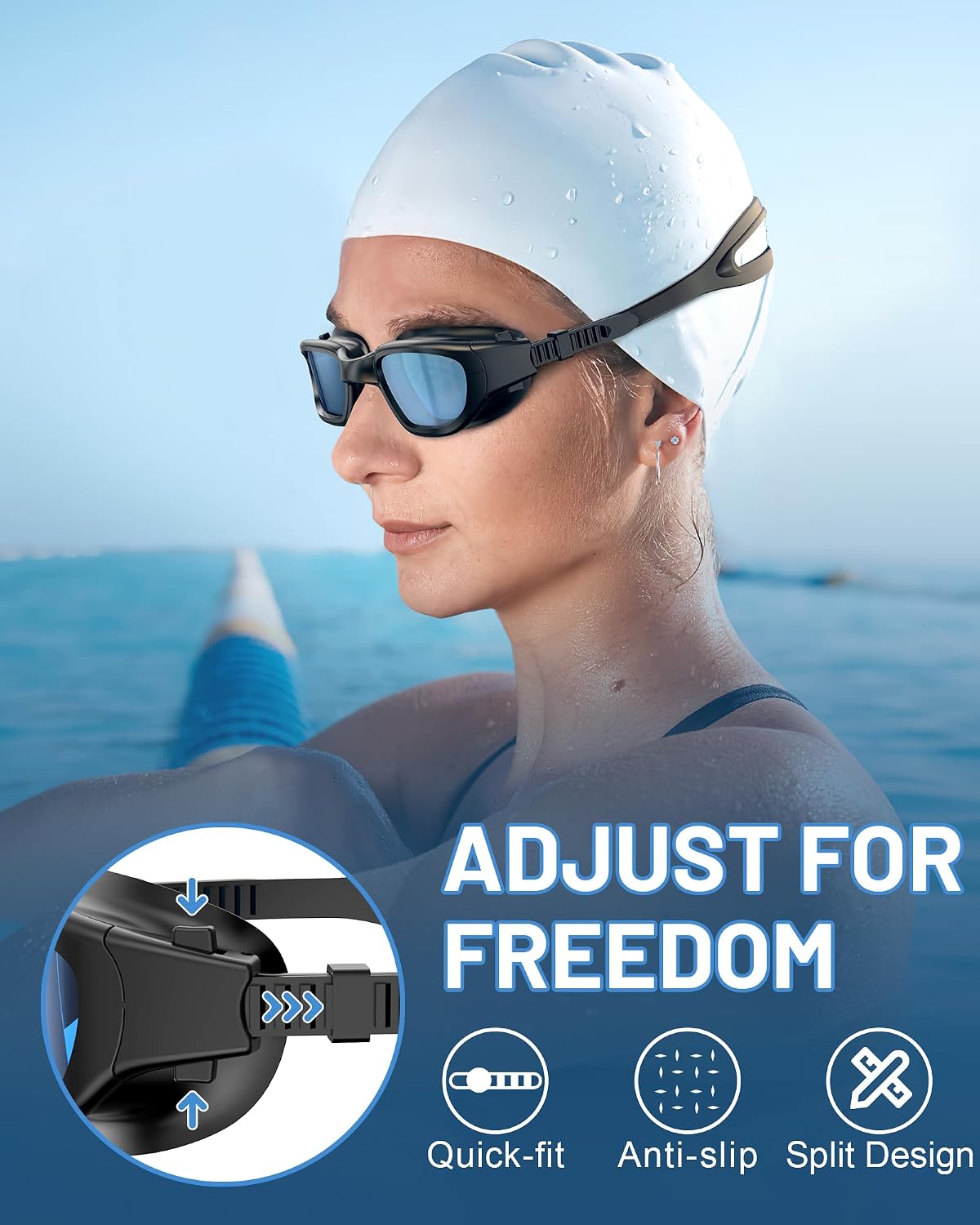 Polarized Swim Goggles for Adults, Anti-Fog & UV Protection