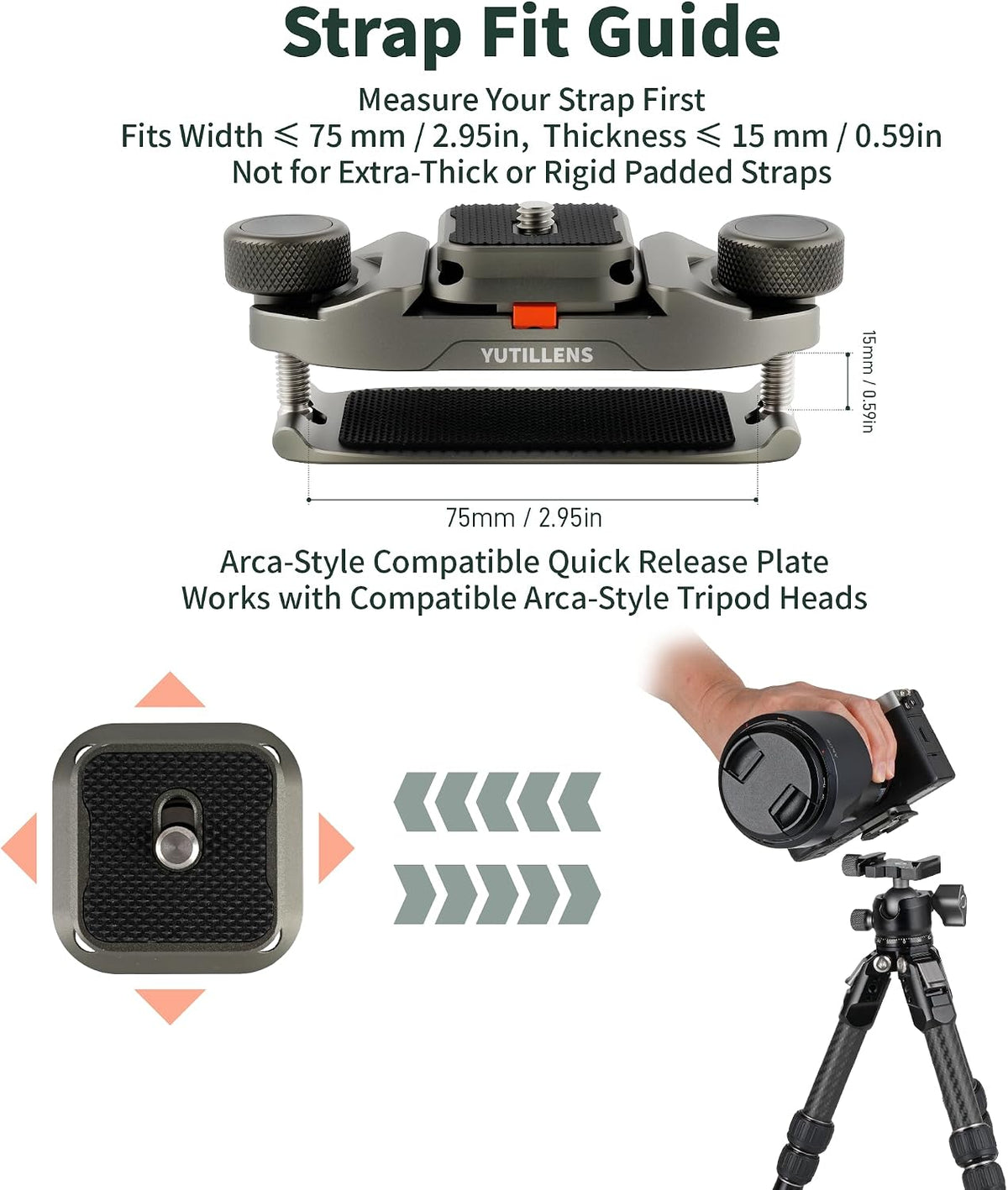 Camera Backpack Clip Arca-Style Quick Release Anti-Drop Dual-Lock