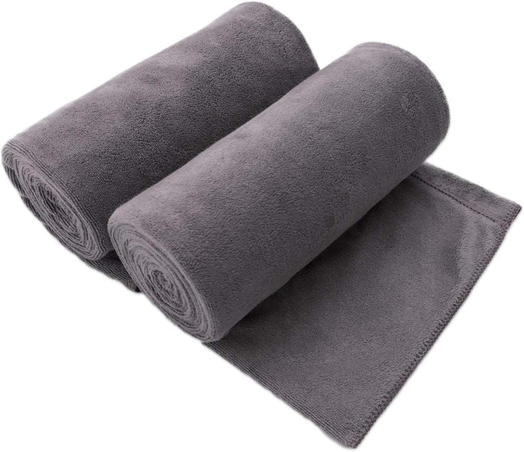 JML Microfiber Bath Towel with Hanging Loop, 2 Pack, 30" x 60", Grey