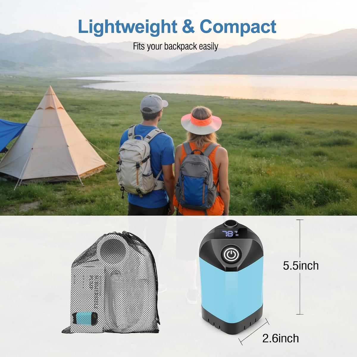 Portable Shower for Camping with 7800mAh Battery