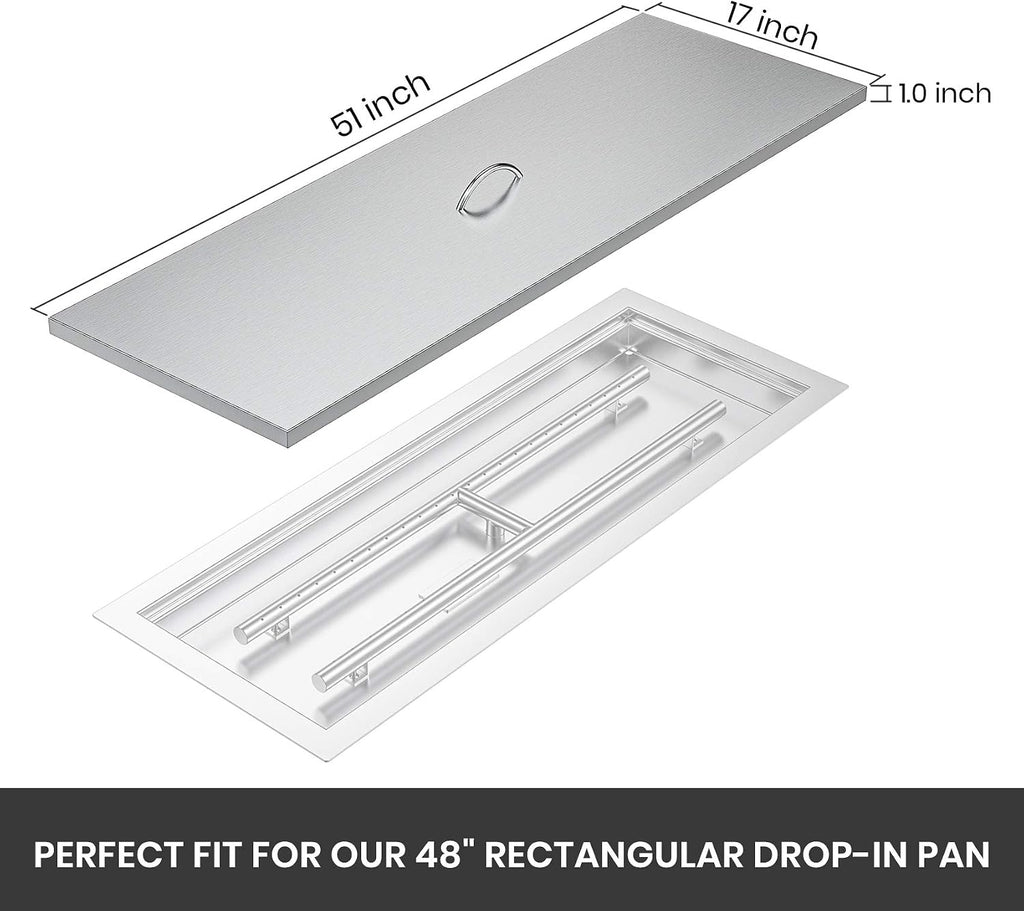 Stanbroil 51" x 17" Stainless Steel Fire Pit Cover