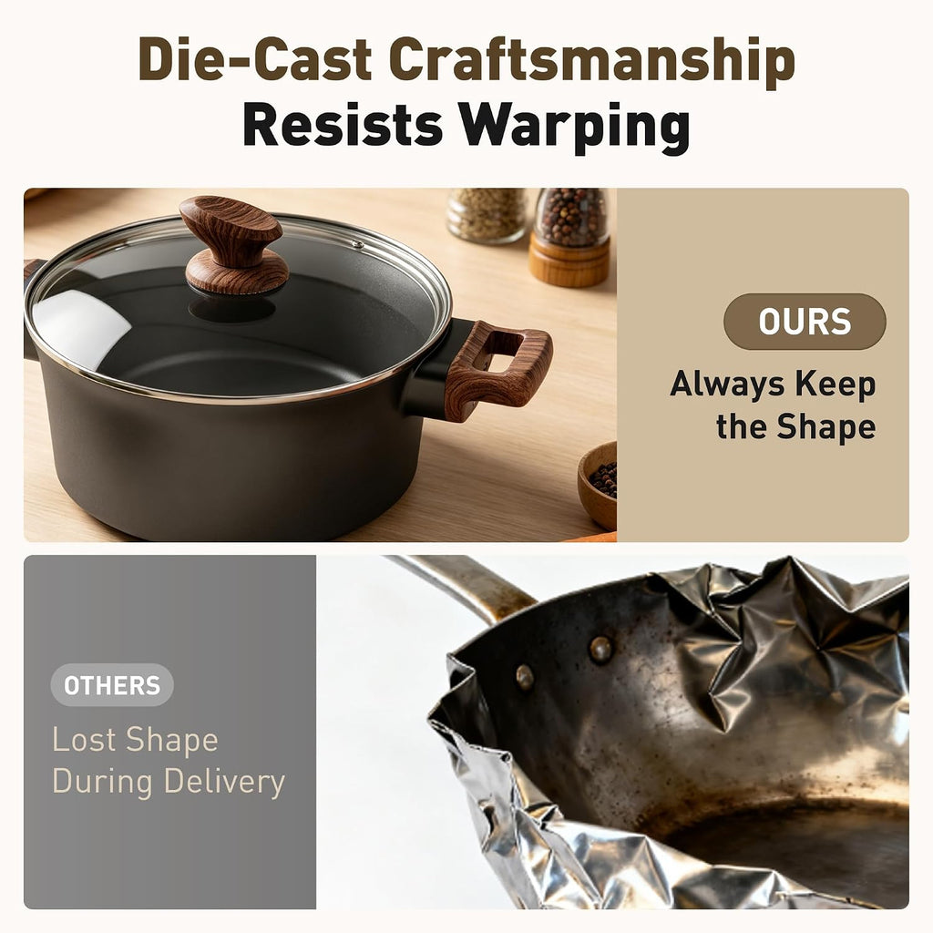 DishDelight 10PCS Ceramic Pots and Pans Set, Kitchen Induction Cookware Set