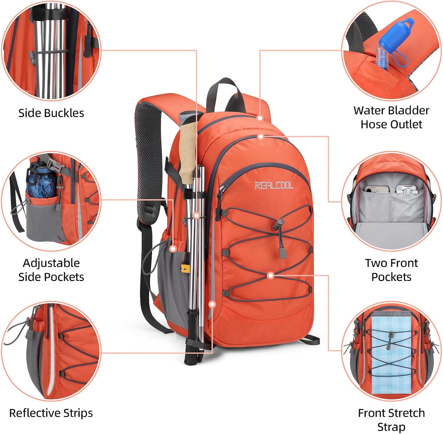 RealCool 20L Lightweight Hiking Backpack, Waterproof Daypack for Camping