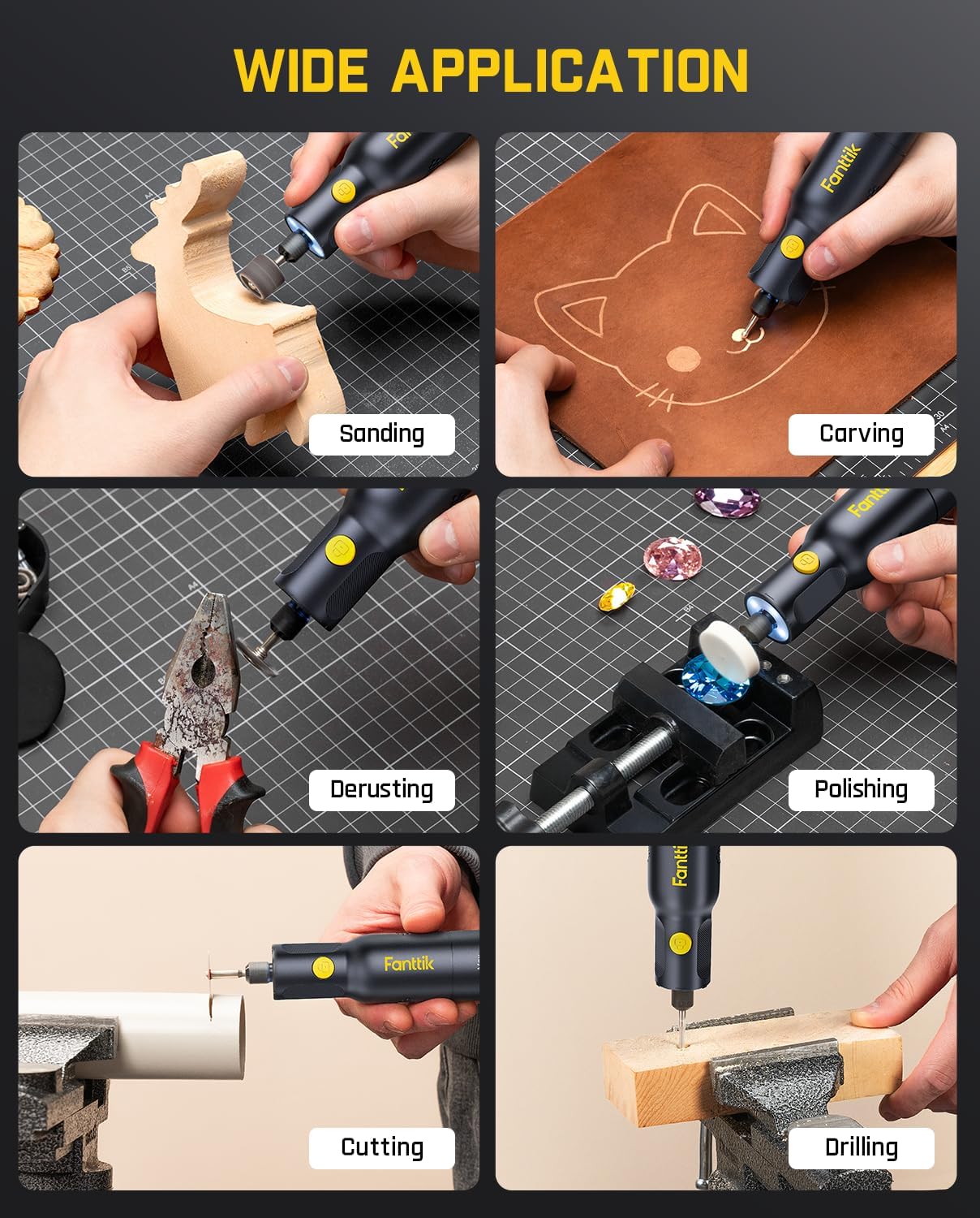 Fanttik F2 PRO Cordless Rotary Tool Kit with Strong Magnetic Motor 5 Speed