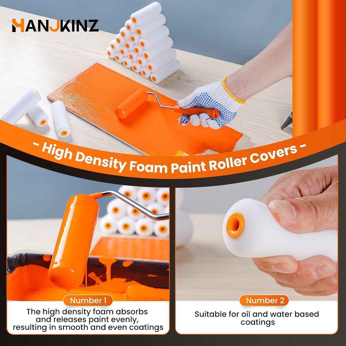 Foam Paint Roller, 4 Inch, 24 Pack, Mini Paint Roller Covers
