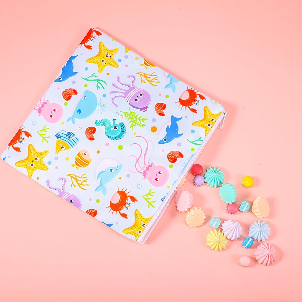 Paterr 4 Pcs Reusable Snack Bags for Kids, Washable Sandwich Bags,Starfish