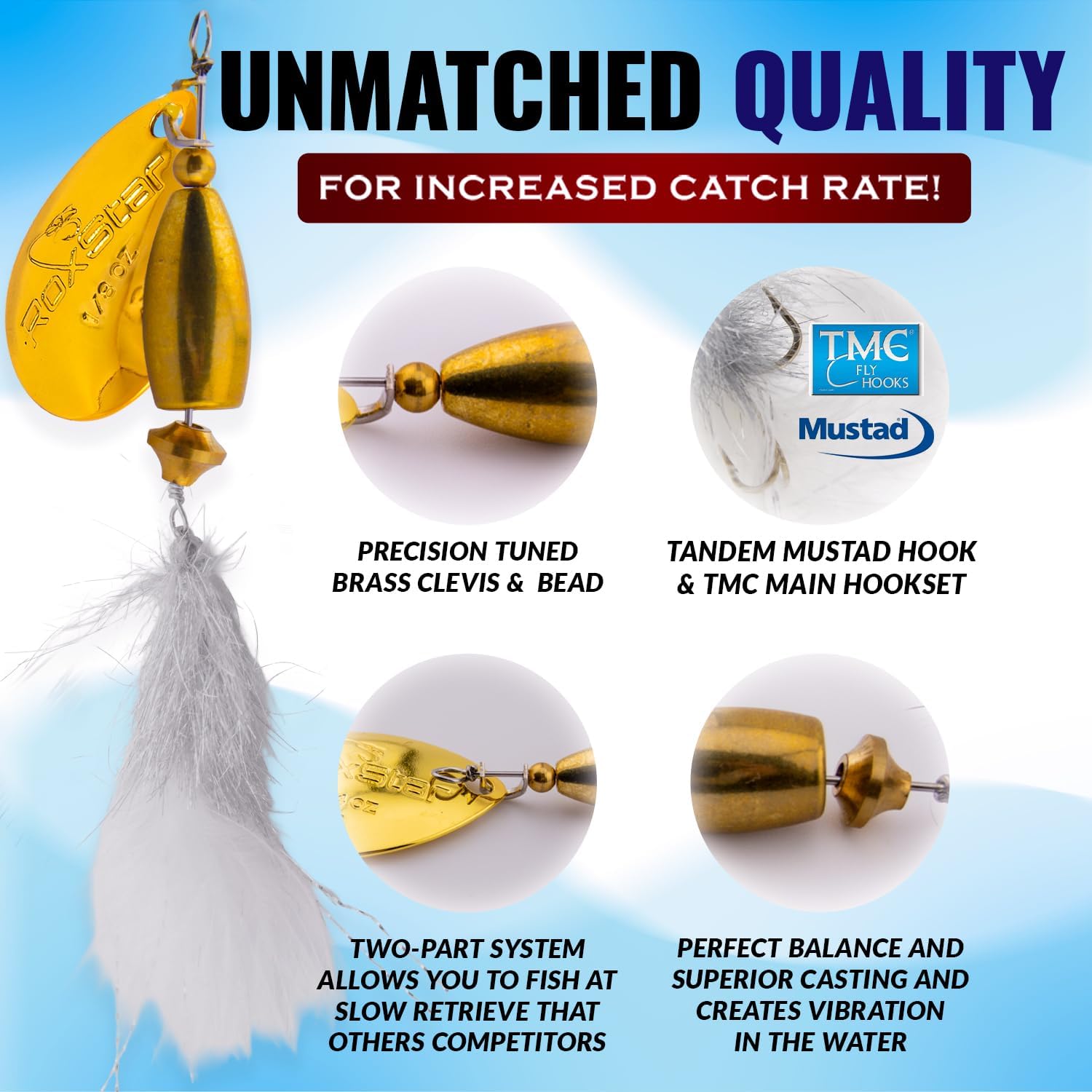 RoxStar Fly Strikers Blue Series - Hand-Crafted in The USA - Proven Nationwide Most Versatile Fishing Spinner for Bass, Trout, Pike, Steelhead- Stop Fishing Start Catching