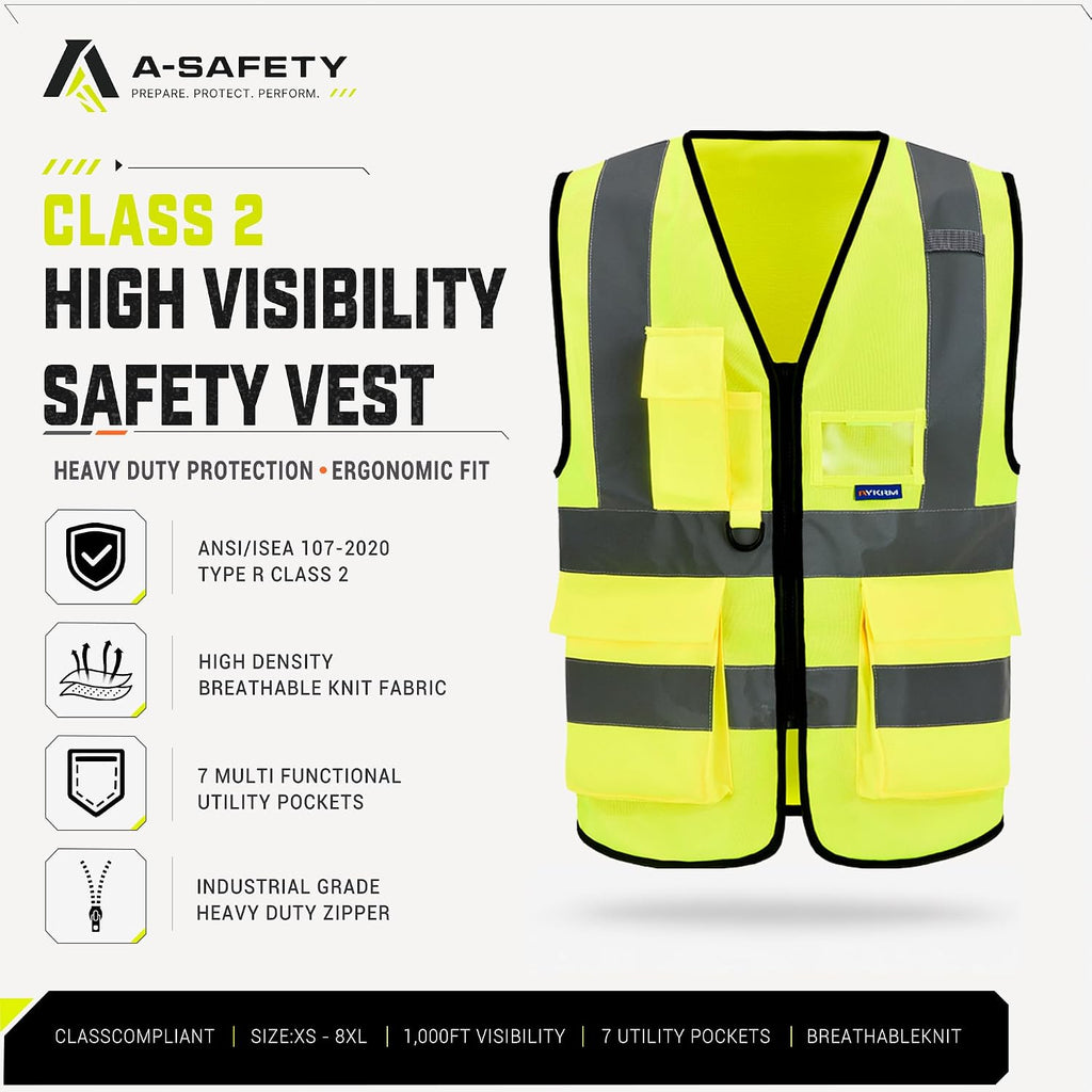 A-SAFETY High Visibility Reflective Safety Vest Customize Logo (XS-8XL)