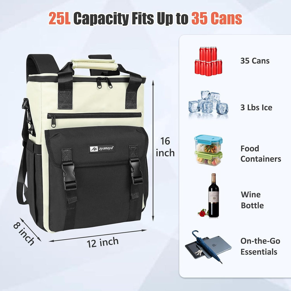 AYAMAYA Backpack Cooler for Women, Stylish 35 Cans Leakproof Camping Cooler