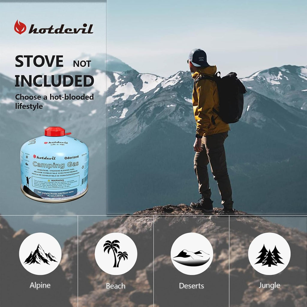 Isobutane Fuel Canister 230 Gram Camping Stove Fuel Butane Propane Blend Isobutane Fuel Canister Camping Fuel Gas Canister Suitable for ALL Seasons Efficient and High Output 8.1oz(4 packs)
