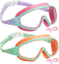 kids Swim Goggles 2 Pack Anti-UV Anti-Fog Wide View Swimming Goggles for Kids 3-14