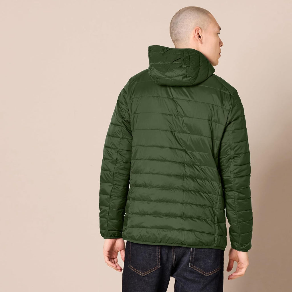 Amazon Essentials Men's Lightweight Water-Resistant Packable Hooded Puffer Jacket