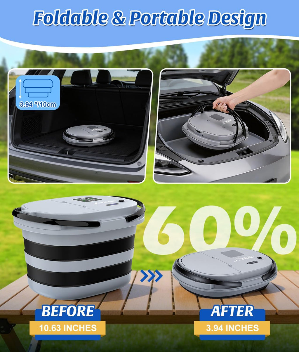 WADEO Portable Shower for Camping with 20L Bucket, 13000mAh Rechargeable