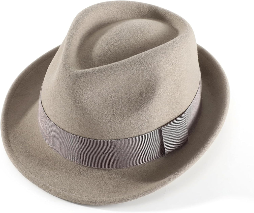 Home Prefer Men's Wool Felt Winter Hat Short Brim Fedora Hat