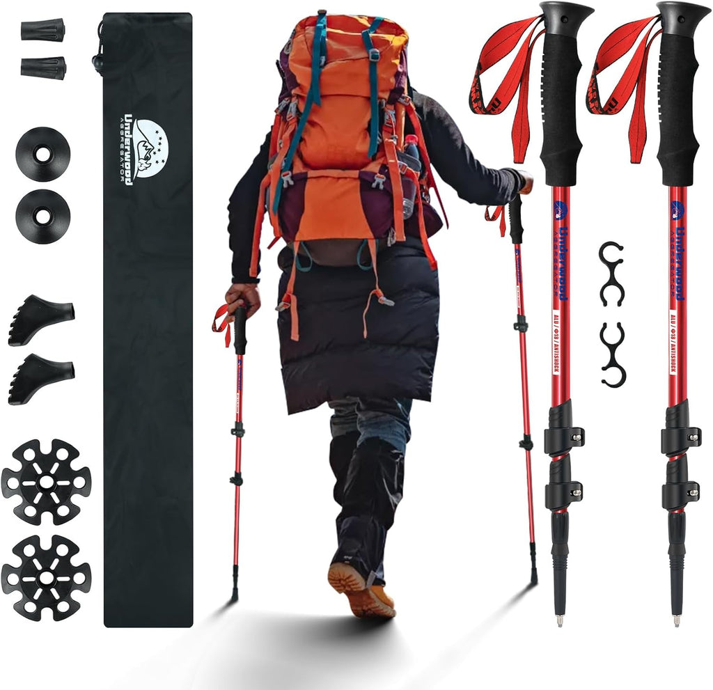 Collapsible Trekking Poles for Hiking, Adjustable Aluminum Walking Sticks