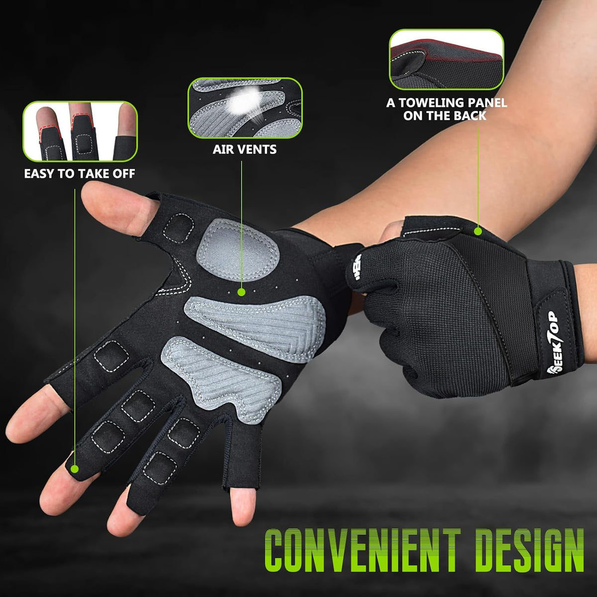 Seektop Padded Workout Gloves for Men & Women: Excellent Grip Gym Gloves