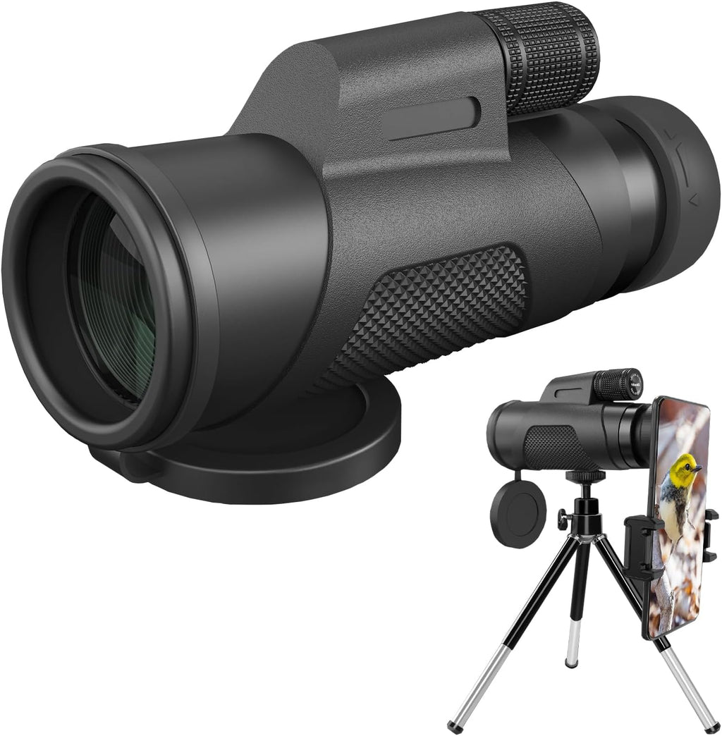 Monocular Telescope for Smartphone, High Powered Monoculars for Adults with Phone Adapter & Metal Tripod Portable Handheld Telescope for Bird Watching Hiking Camping Outdoor Travel