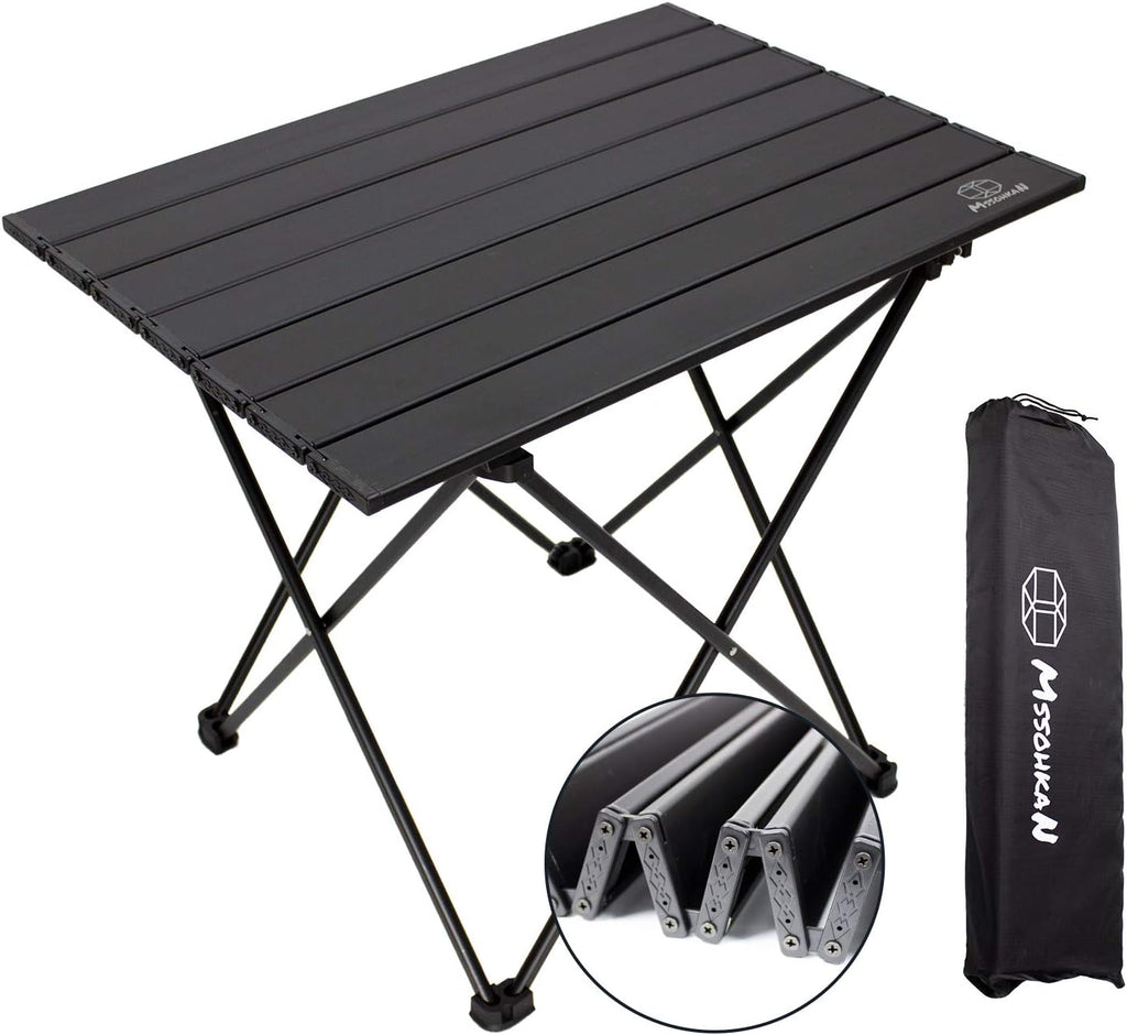 MSSOHKAN Camping Table Folding Portable Camp Side Table Aluminum Lightweight Carry Bag Beach Outdoor Hiking Picnics BBQ Cooking Dining Kitchen