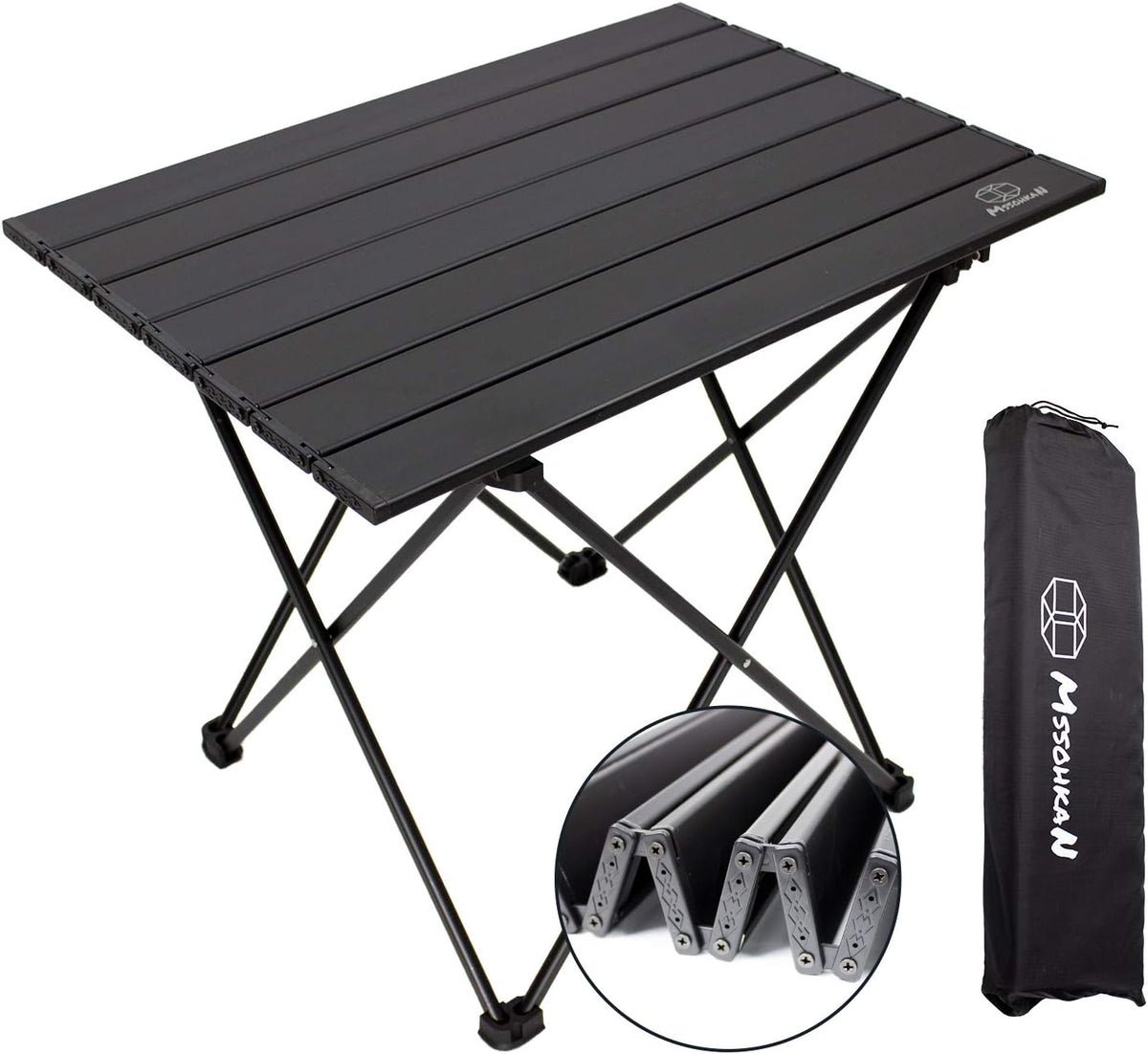 MSSOHKAN Camping Table Folding Portable Camp Side Table Aluminum Lightweight Carry Bag Beach Outdoor Hiking Picnics BBQ Cooking Dining Kitchen