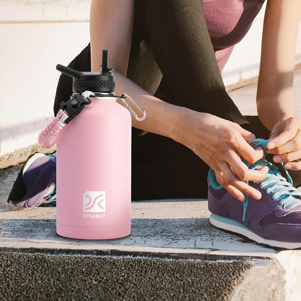 DYSANKY 1 Gallon Insulated Water Bottle w/Straw & Portable Carrier Bag