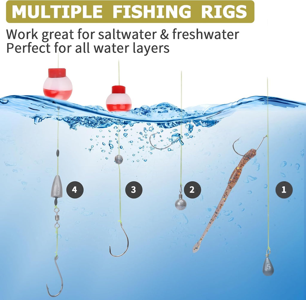 TRUSCEND Complete Fishing Accessories - Tackle Box with Tackle Included, Fishing Hooks, Jig Heads, Sinkers, Weights, Swivels, Snaps, Bobbers, Leaders - Fishing Gear Set for Bass Trout Panfish Walleye