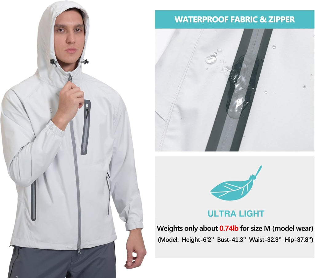 Little Donkey Andy Men's Waterproof Rain Jacket Outdoor Raincoat for Hiking