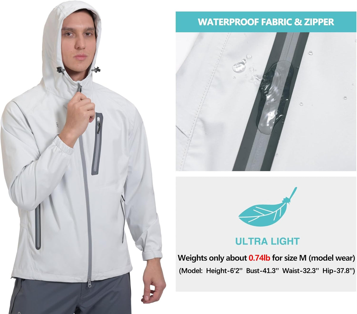 Little Donkey Andy Men's Waterproof Rain Jacket Outdoor Raincoat for Hiking