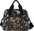 Mushrooms Insulated Lunch Bag, Vintage Flower Butterfly Dragonfly Reusable Cooler Lunch Tote Box with Shoulder Strap for Work Picnic School Beach