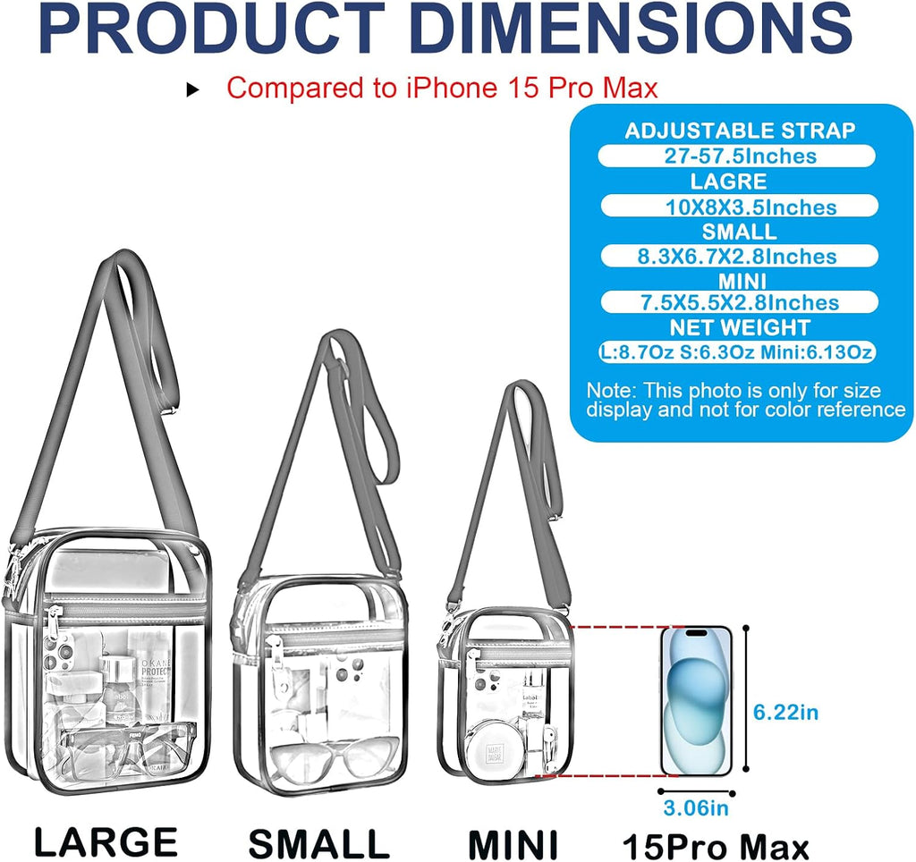USPECLARE Clear Purse for Stadium Events Transparent Messenger Bag