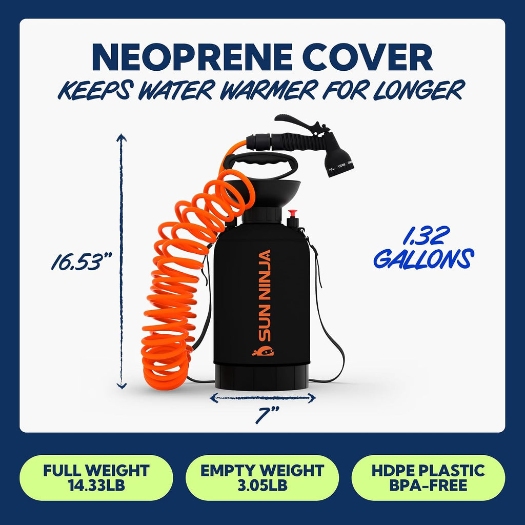 SUN NINJA Portable Shower, Camping Shower with 7 Mode Shower Head