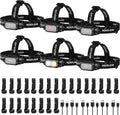 ATDOALL Rechargeable LED Headlamp, 6 Pack Lightweight Head Lamps for Hiking