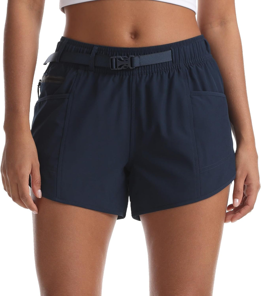 Women's Athletic Hiking Shorts with Liner Quick-Dry Workout Running Shorts