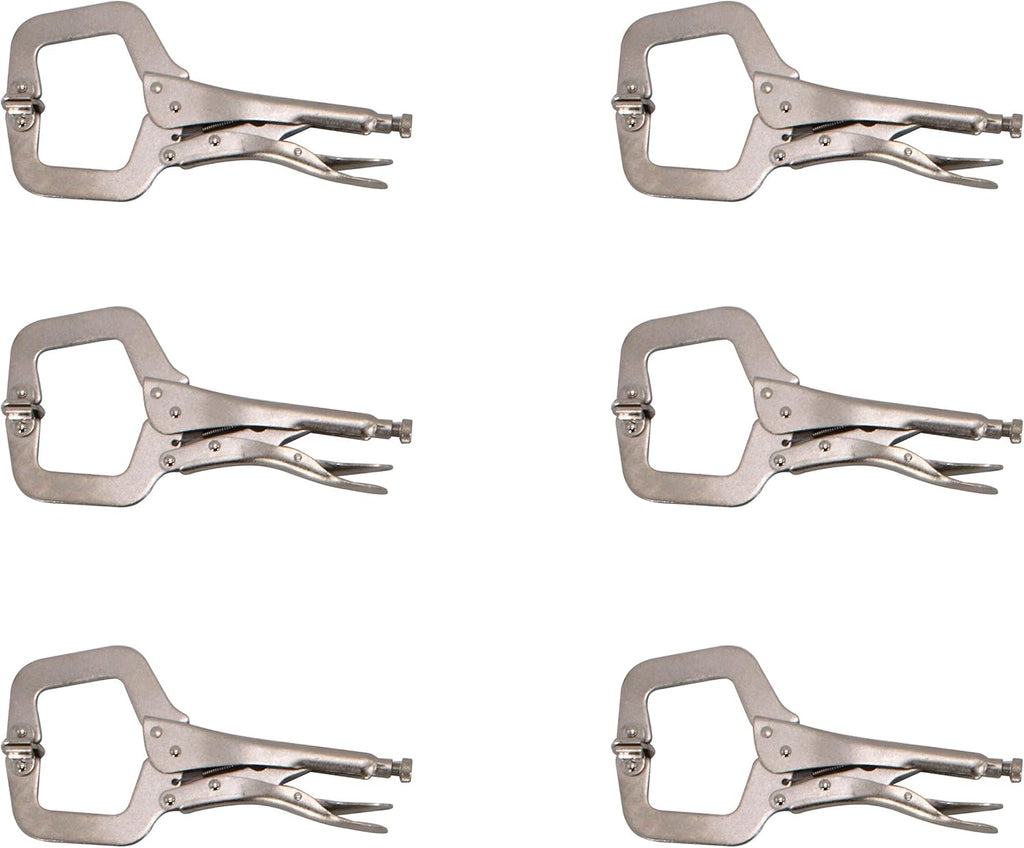 HFS (R) 11-Inch Locking C-Clamp Pliers, 10-Pack Heavy-Duty Welding Clamps with Swivel Pads, Heat-Treated Steel, 4-Inch Jaw Opening