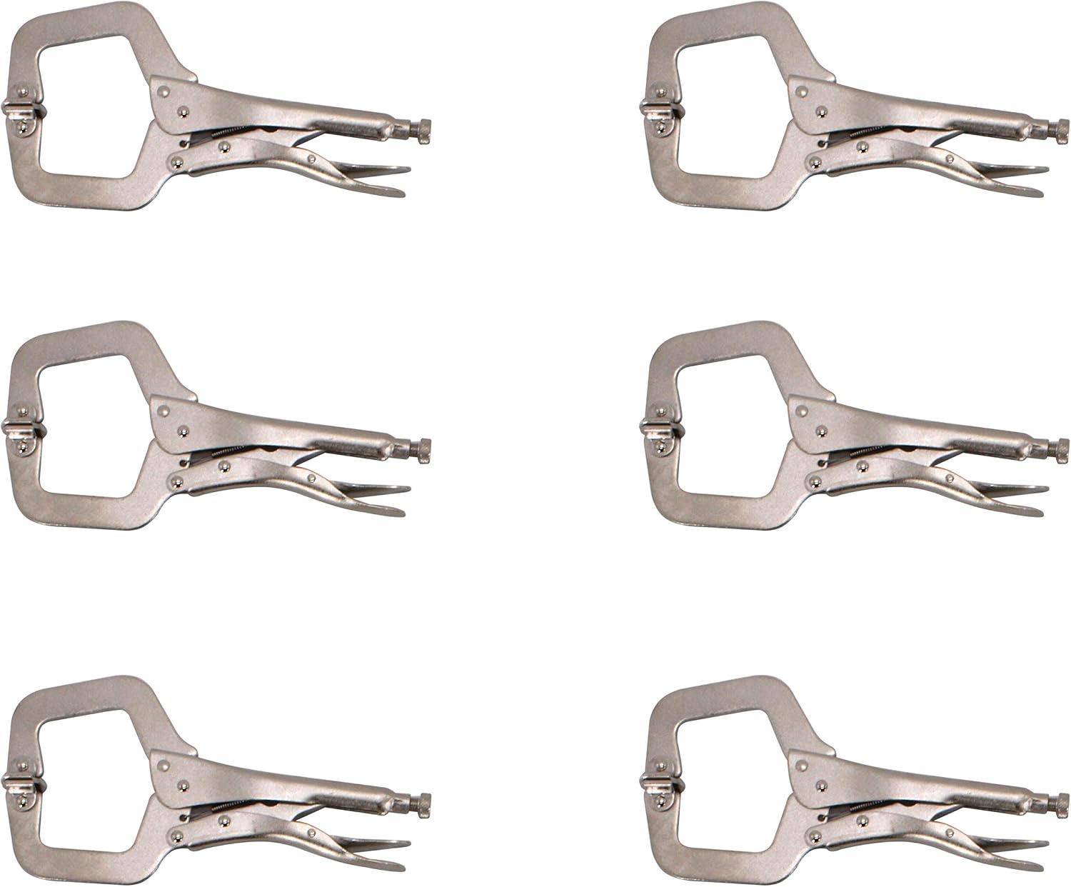 HFS (R) 11-Inch Locking C-Clamp Pliers, 10-Pack Heavy-Duty Welding Clamps with Swivel Pads, Heat-Treated Steel, 4-Inch Jaw Opening