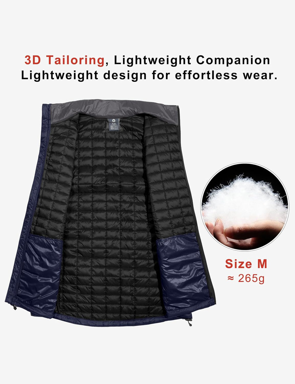Little Donkey Andy Men's Puffer Vest, Lightweight Warm Sleeveless Jacket for Hiking Travel Golf Twilight Blue/Black L