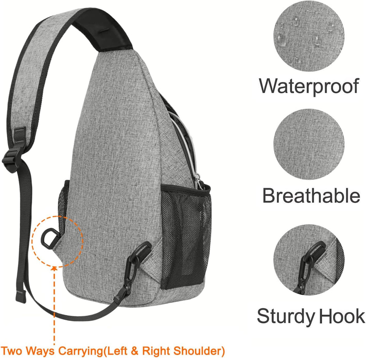 MOSISO Small Sling Bag for Men, Crossbody Shoulder Chest Daypack Bag