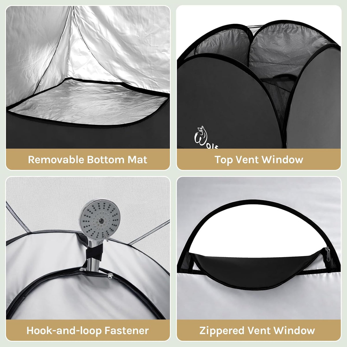 WolfWise PRO Pop Up Shower Tent with Silver Coated, Floor and Rain Fly