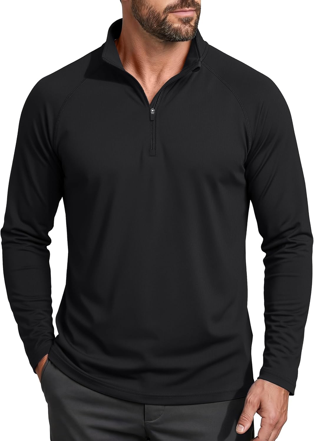 MAGCOMSEN Men's Long Sleeve Sun Shirts UPF 50+ Tees 1/4 Zip Fishing Running Rash Guard Athletic T-Shirts