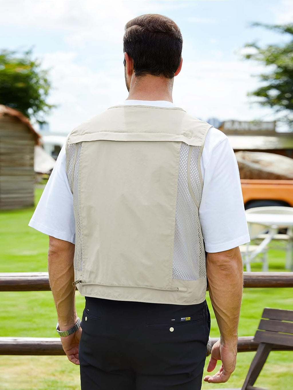 Gihuo Mens Fishing Vest Lightweight Utility Vests Cargo Outdoor Safari Travel Vest with Pockets