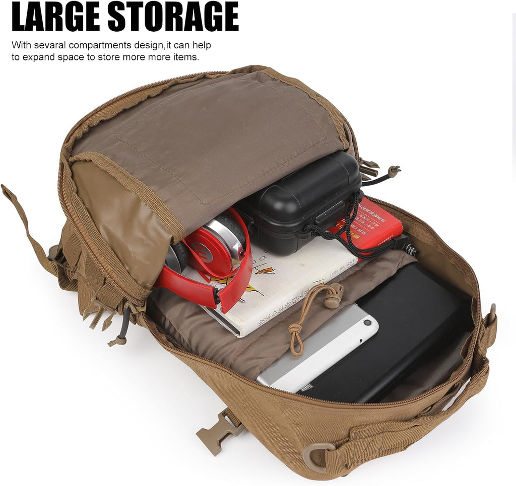 Small Tactical Hiking Backpack, 12L MOLLE Bookbag Daypack for Travel