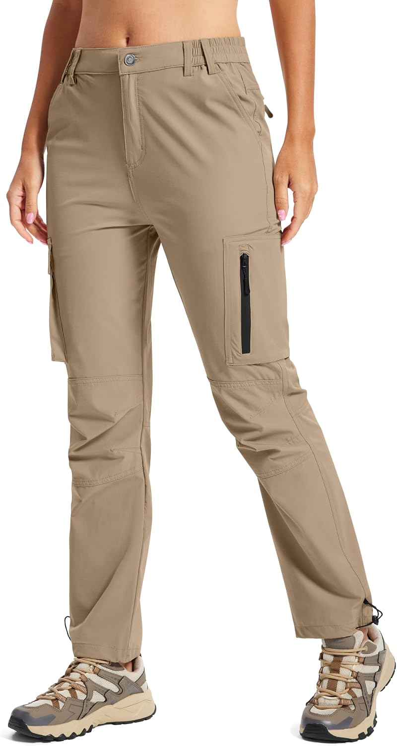 Womens Hiking Cargo Work Pants Quick Dry Water Resistant 6 Pockets