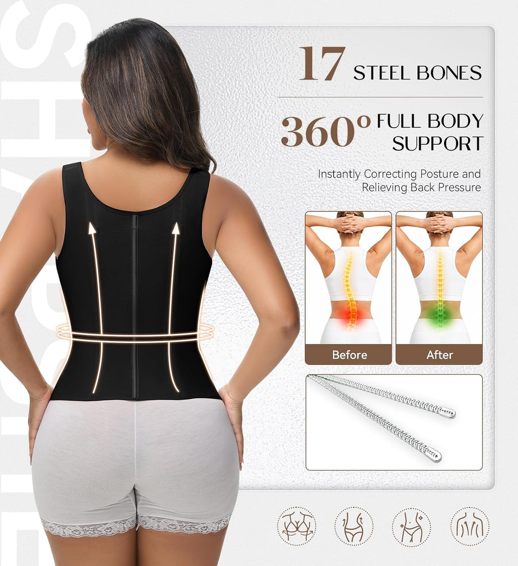 SHAPSHE Waist Trainer Corset for Women Tummy Control Body Shaper with Bra