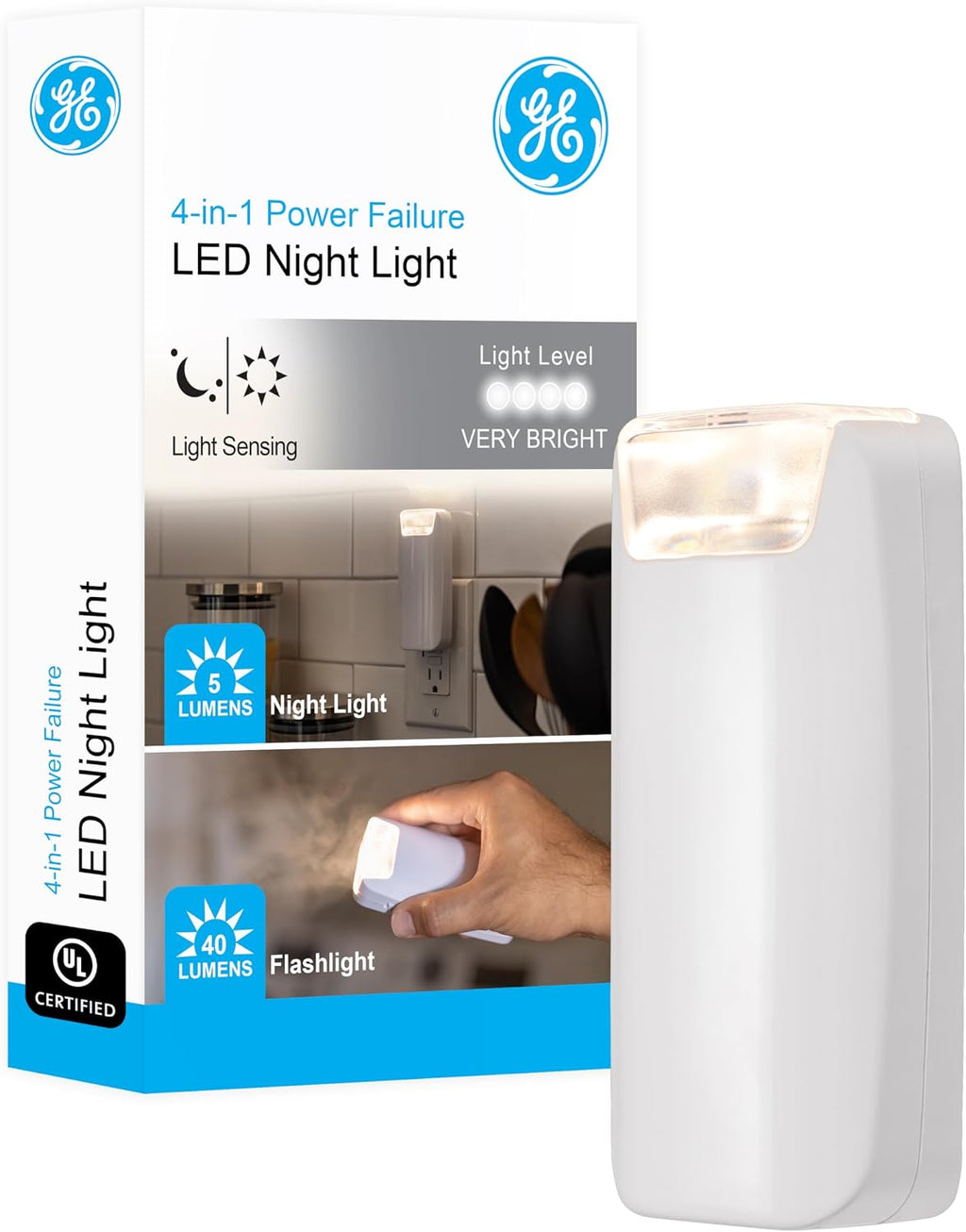 GE Plug in Power Failure Night Light with Dusk to Dawn Sensor, 2 Pack