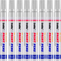 White Paint Markers, 8 Pack Oil-Based Waterproof Quick Dry and Permanent Paint Pen Set for Rocks Painting, Wood, Plastic, Canvas, Glass, Mugs, Metal, Tire, Stone, DIY Craft