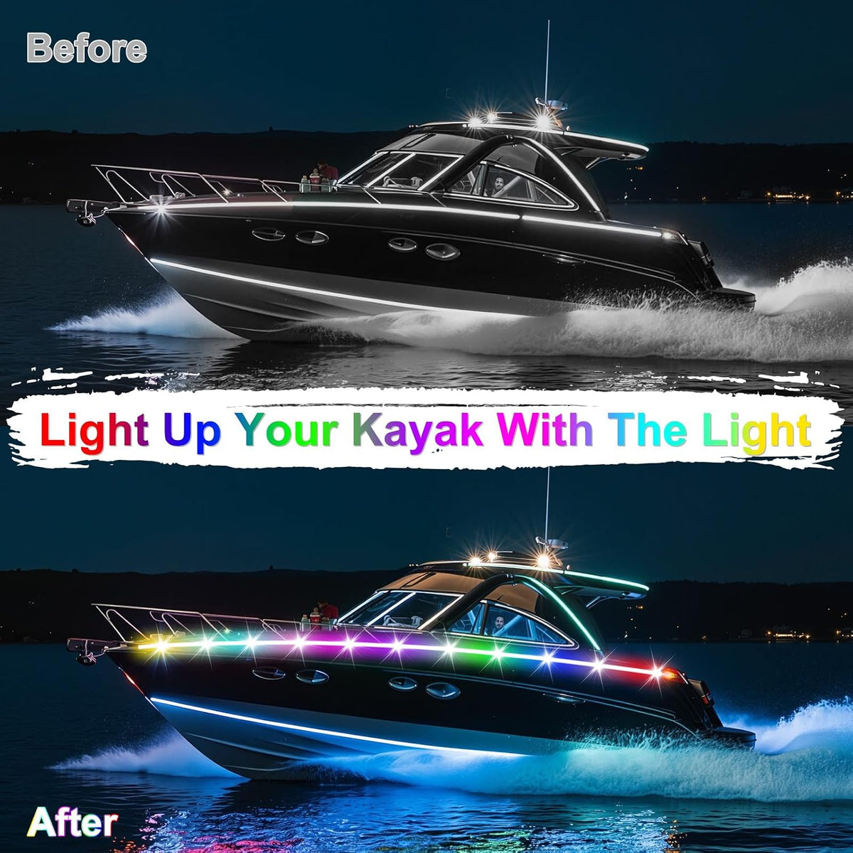 22 Ft Kayak Paddle Board Lights, Battery Operated Led Boat Interior Lights with Remote Control, 16 Light Colors & 7 Modes Waterproof Led Light for Boats Kayak Yacht Pontoon