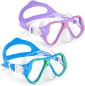 Freela Kids Swim Goggles Mask Tempered Glass Lens 180° View with Nose Cover