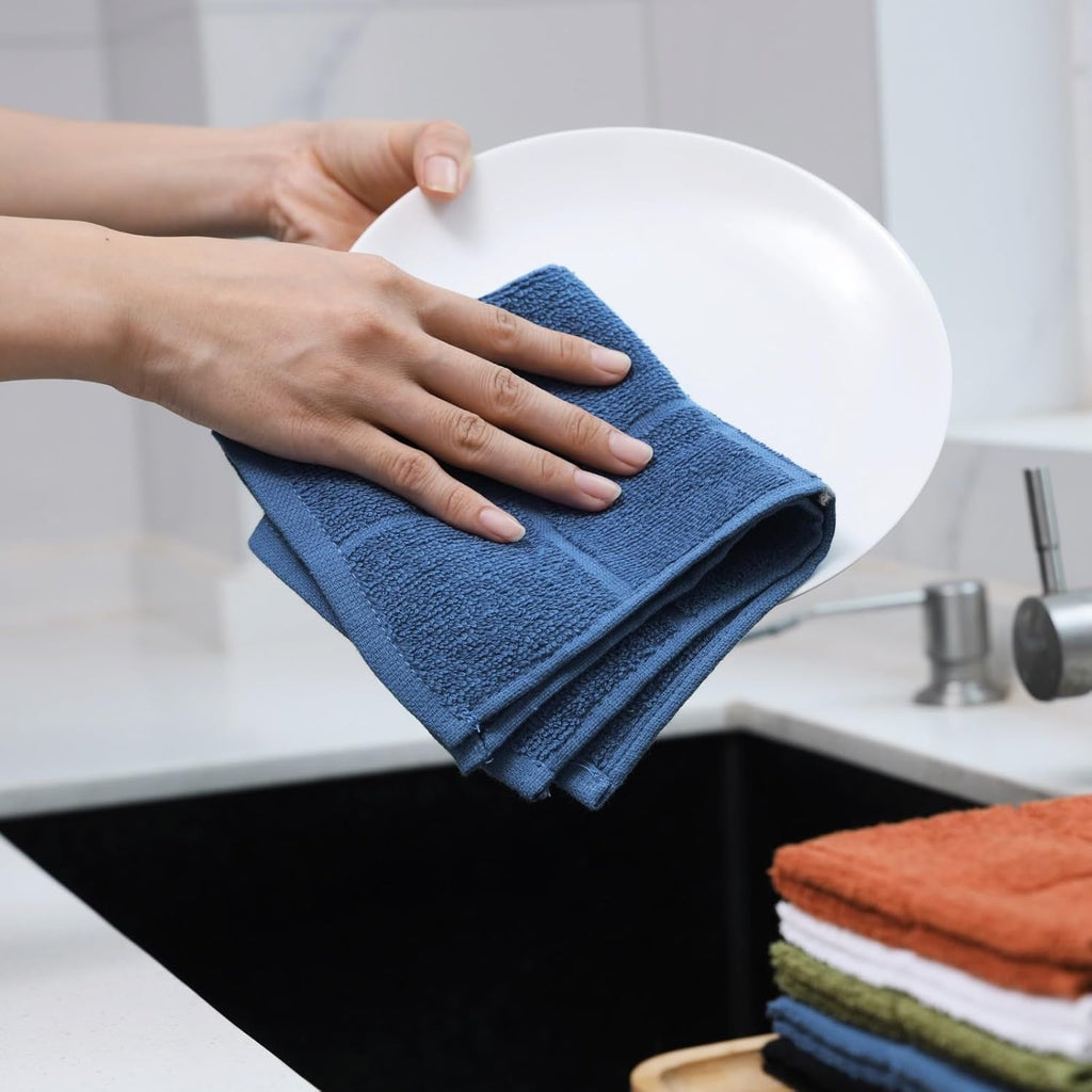 Glynniss Kitchen Dish Cloths for Washing Dishes, Black Terry Dish Rags