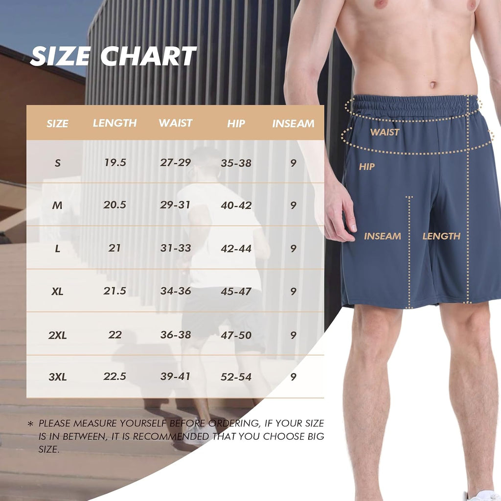 7 Pack Mens Athletic Shorts with Pockets - Gym Basketball Workout Quick Dry